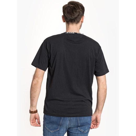T-shirt męski Tommy Jeans z napisami czarny z krótkimi rękawami 
