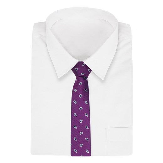 Krawat fioletowy Alties we wzór paisley 
