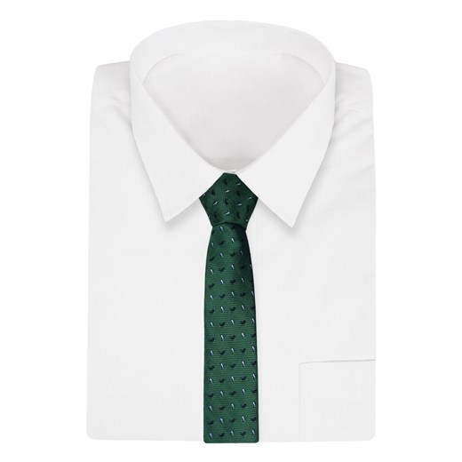 Zielono-Granatowy Elegancki Krawat Męski -ALTIES- 6 cm, w Paisley, Łezki, Butelkowa Zieleń KRALTS0294 Alties   JegoSzafa.pl