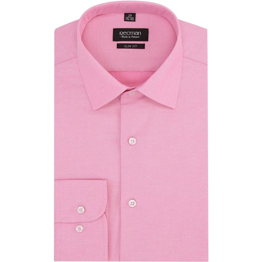Różowa koszula męska Recman elegancka bez wzorów 