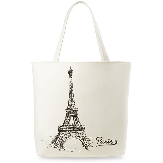 Eko torba zakupowa shopper bag printy kolory nadruki - wieża eiffla biała
