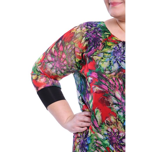 Bluzka damska z okrągłym dekoltem z długimi rękawami w abstrakcyjne wzory 