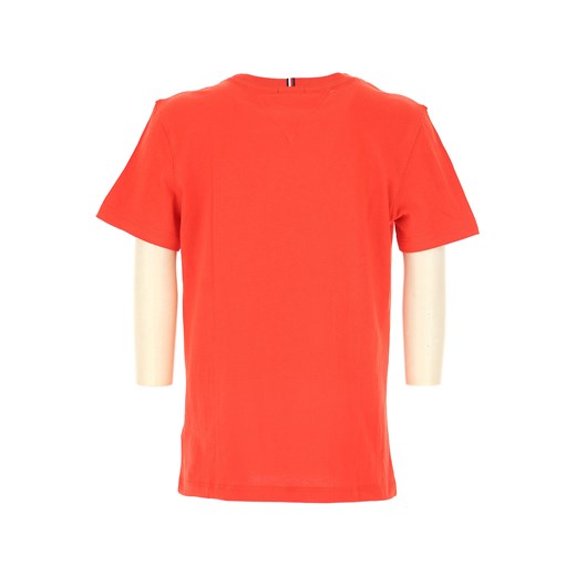 Tommy Hilfiger t-shirt chłopięce czerwony z krótkimi rękawami bawełniany 
