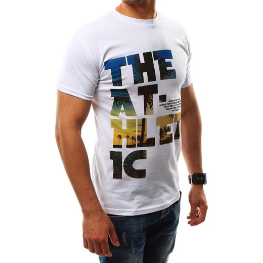 T-shirt męski z nadrukiem biały (rx2317)