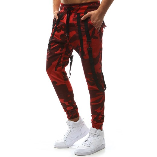 Spodnie męskie joggery camo czerwone UX1129