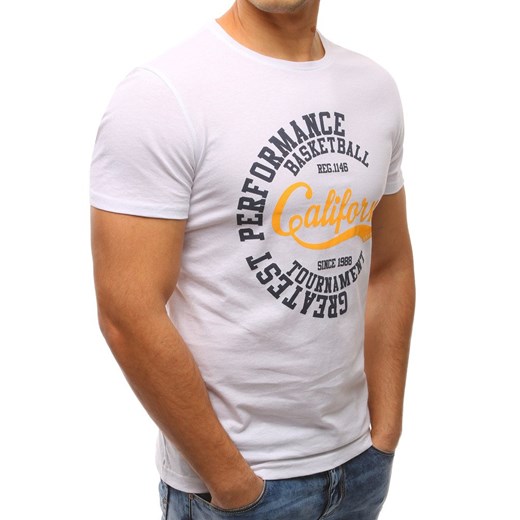T-shirt męski z nadrukiem biały (rx2593)