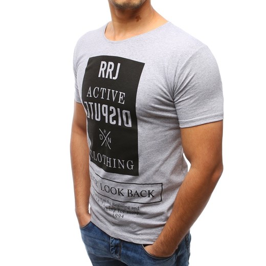 T-shirt męski z nadrukiem szary (rx2184)