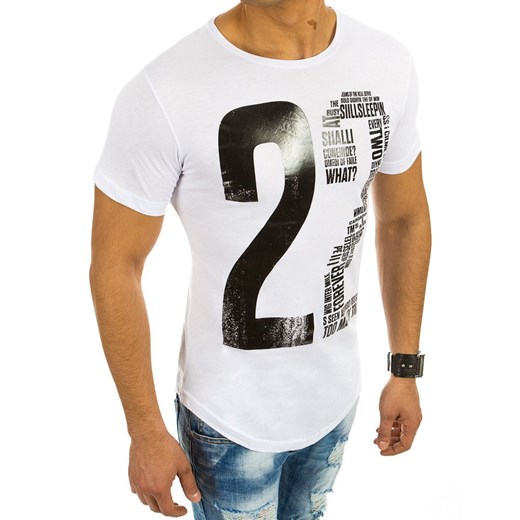 T-shirt męski z nadrukiem biały (rx2070)