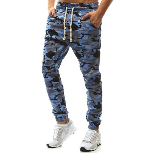 Spodnie męskie joggery camo niebieskie (ux1148)