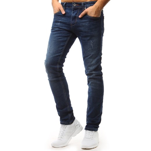 Niebieskie jeansy męskie Dstreet z elastanu casualowe 