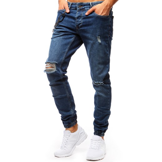 Spodnie joggery jeansowe męskie niebieskie (ux1271)