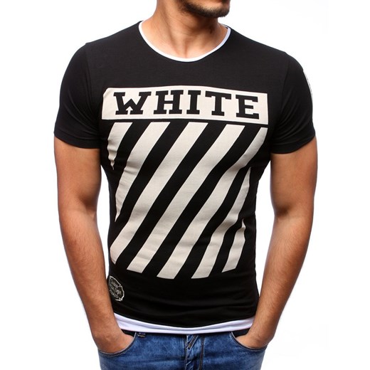 T-shirt męski z nadrukiem czarny (rx2164)