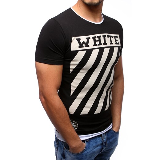 T-shirt męski z nadrukiem czarny (rx2164)