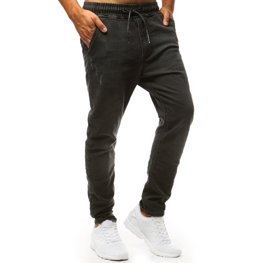 Spodnie joggery jeansowe męskie czarne (ux1343)