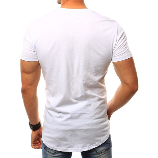 T-shirt męski z naszywką biały RX2412