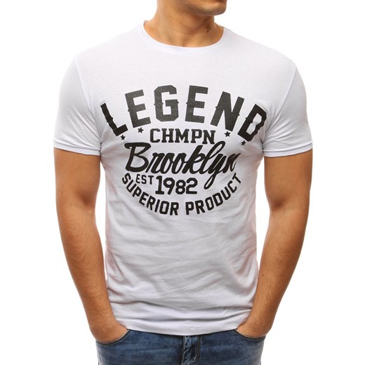 T-shirt męski z nadrukiem biały (rx2615)