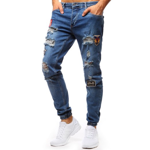 Spodnie joggery jeansowe męskie niebieskie (ux1272)