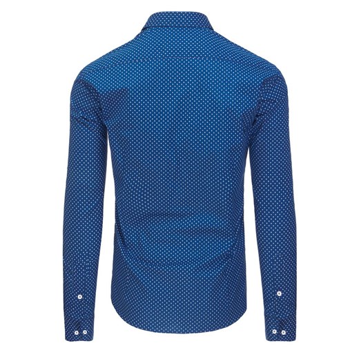 Niebieska koszula męska we wzory z długim rękawem DX1434