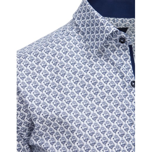 Niebieska koszula męska Dstreet elegancka bawełniana z długim rękawem w abstrakcyjnym wzorze 
