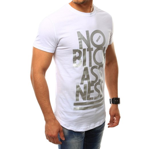 T-shirt męski z nadrukiem biały (rx2393)