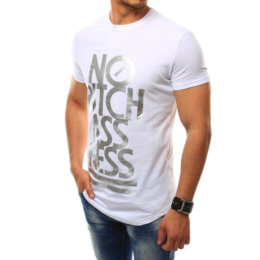 T-shirt męski z nadrukiem biały (rx2393)