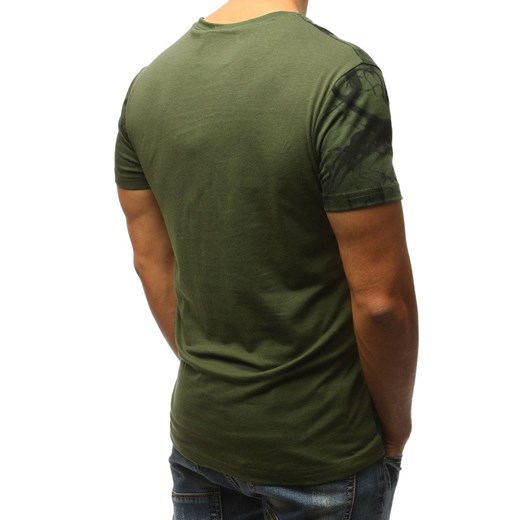T-shirt męski zielony Dstreet z krótkimi rękawami 