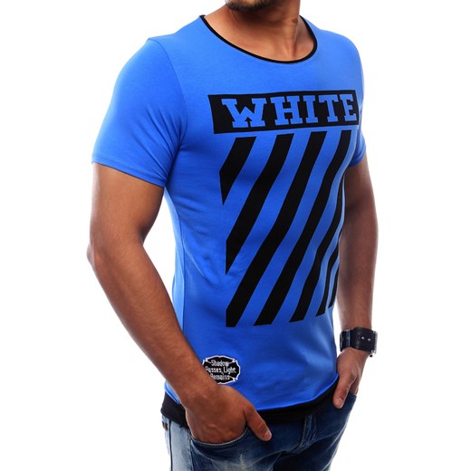 T-shirt męski z nadrukiem niebieski RX2566