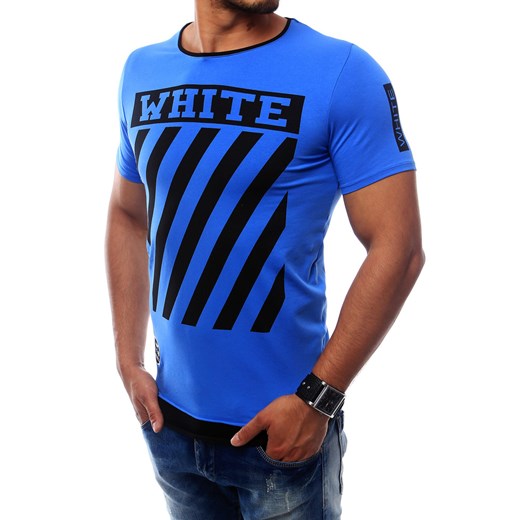 T-shirt męski z nadrukiem niebieski RX2566