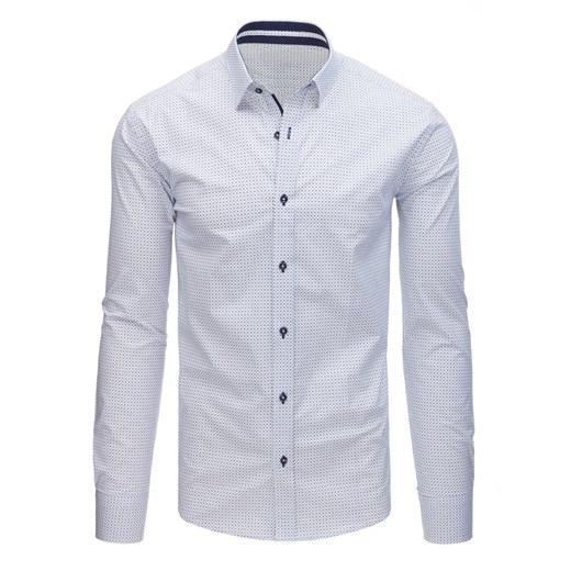 Koszula męska elegancka we wzory biała (dx1511)