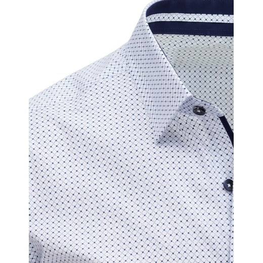 Koszula męska elegancka we wzory biała (dx1511)