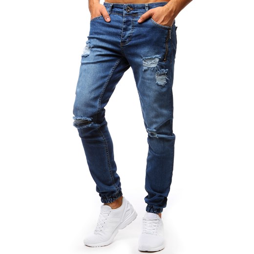 Spodnie joggery jeansowe męskie niebieskie (ux1274)