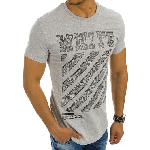 T-shirt męski z nadrukiem szary (rx2143)