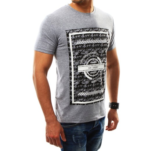 T-shirt męski z nadrukiem szary (rx2312)
