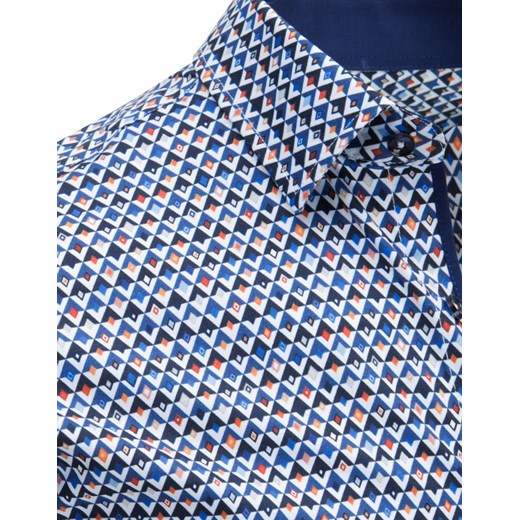 Koszula męska niebieska Dstreet z długim rękawem w abstrakcyjnym wzorze elegancka 