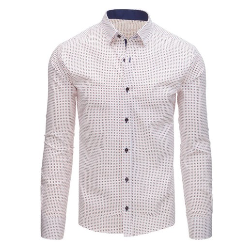 Koszula męska elegancka we wzory biała (dx1512)