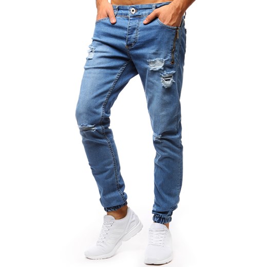 Spodnie joggery jeansowe męskie niebieskie (ux1275)