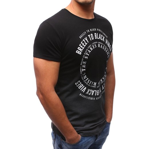 T-shirt męski z nadrukiem czarny (rx1942)