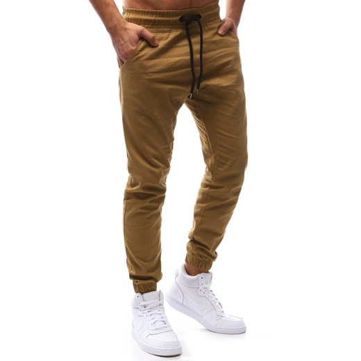 Spodnie męskie joggery kamelowe (ux1135)