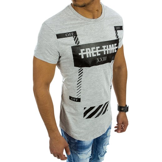 T-shirt męski z nadrukiem szary (rx2105)