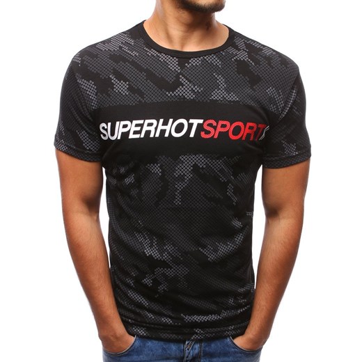 T-shirt męski z nadrukiem czarny (rx2918)