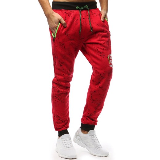 Spodnie męskie czerwone Dstreet z bawełny 