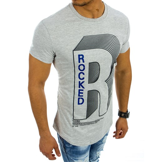 T-shirt męski z nadrukiem szary (rx2135)