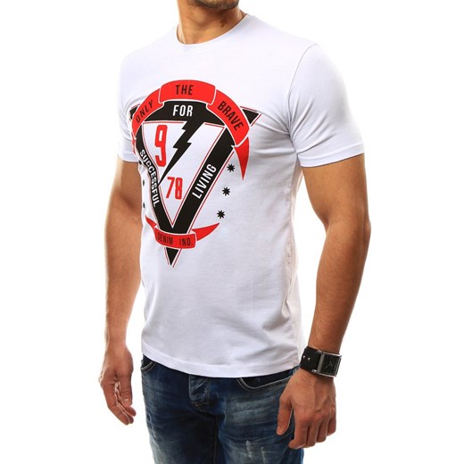 T-shirt męski z nadrukiem biały (rx2305)