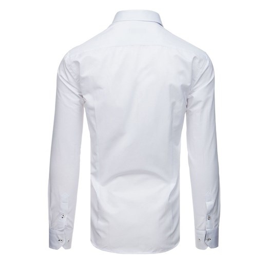 Koszula męska biała Dstreet na wiosnę elegancka z kołnierzykiem button down bawełniana z długim rękawem gładka 