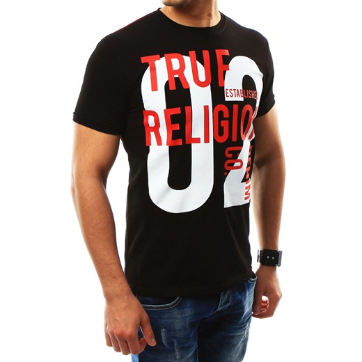 T-shirt męski z nadrukiem czarny (rx2265)