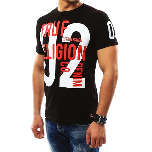 T-shirt męski z nadrukiem czarny (rx2265)