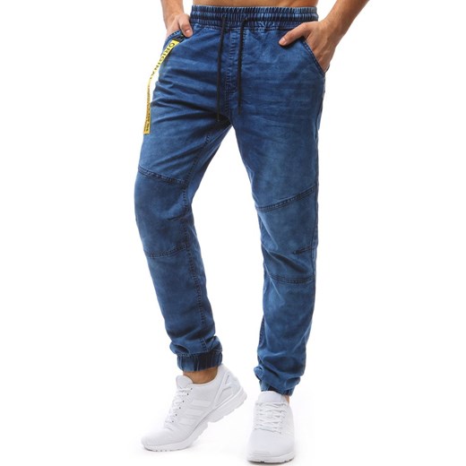 Joggery męskie denim look niebieskie (ux1243)