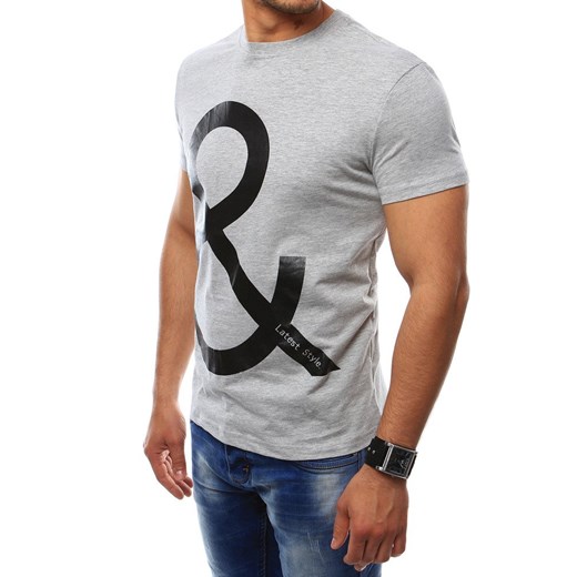 T-shirt męski z nadrukiem szary (rx2388)