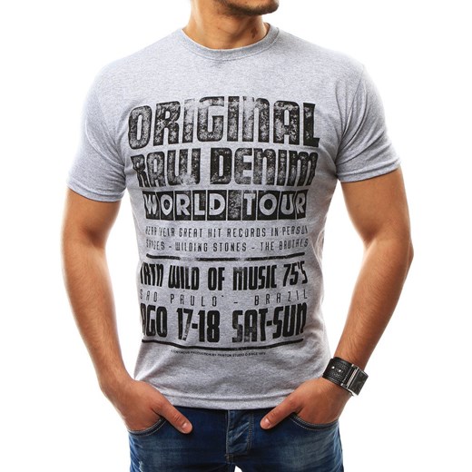 T-shirt męski z nadrukiem szary (rx2256)