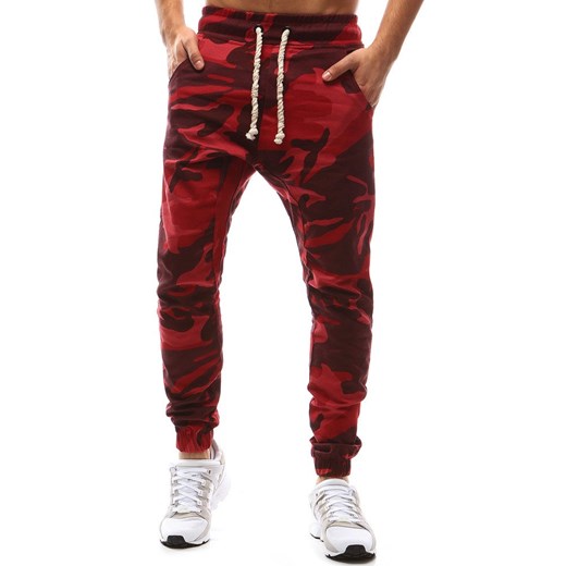 Spodnie męskie joggery camo czerwone (ux1145)